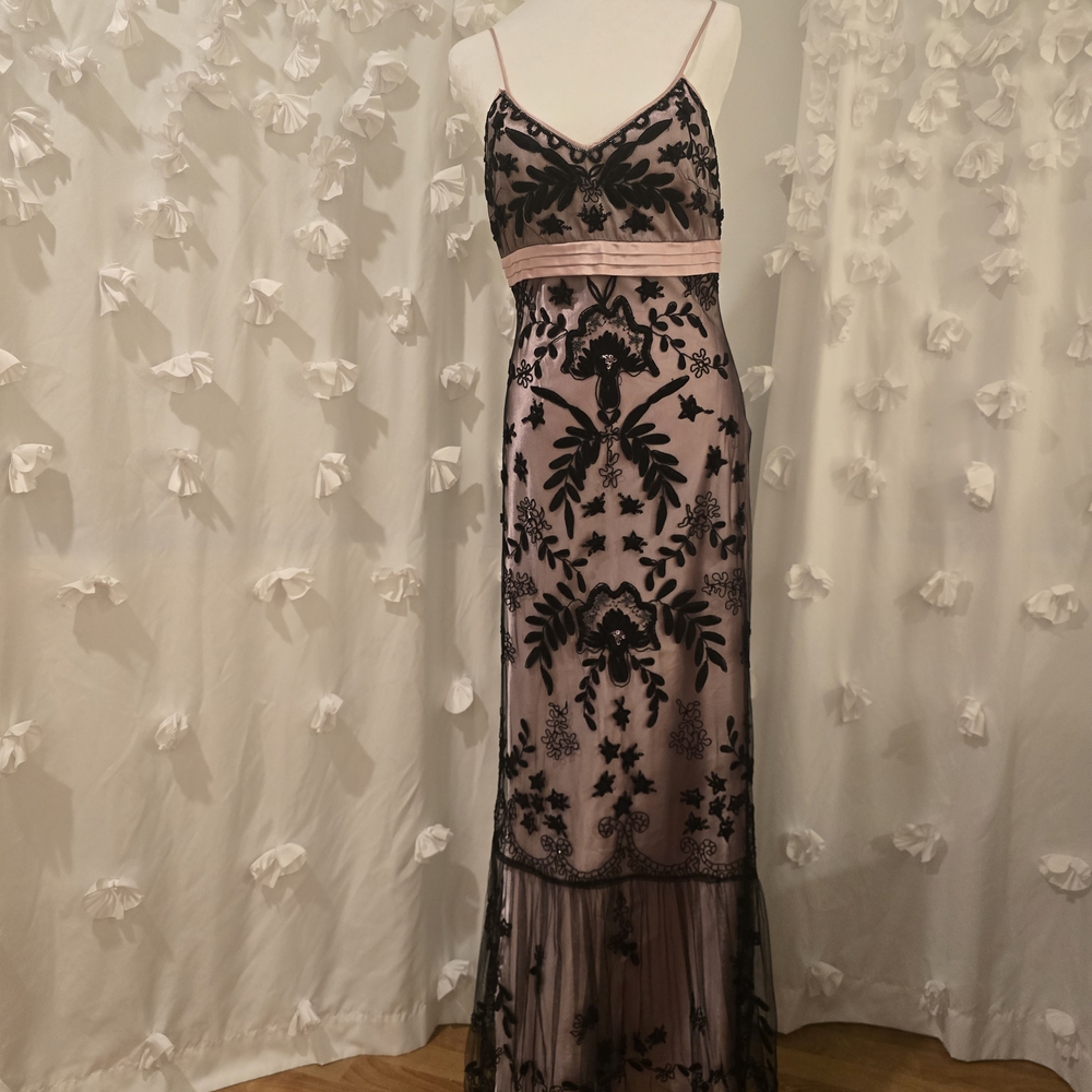 Elegant Black and Pink Floral Dress